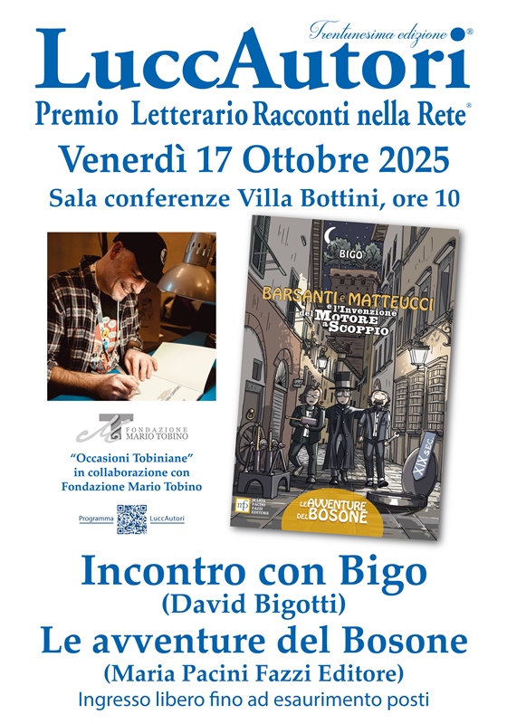 LuccAutori – venerdì 17 ottobre incontro con Bigo e “Le avventure del Bosone”