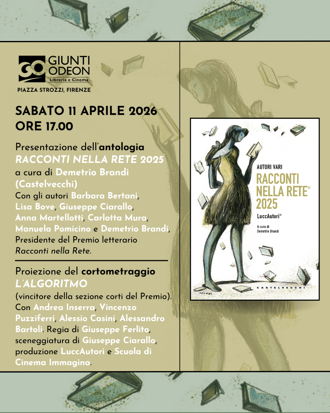 “Racconti nella Rete” al Giunti – Odeon di Firenze sabato 11 aprile alle 17